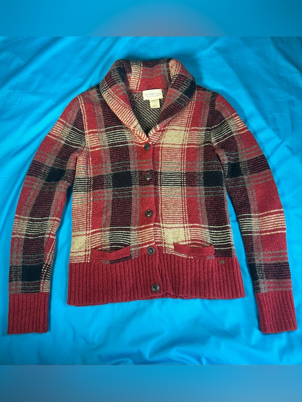 Denim & Supply Ralph Lauren Plaid Wool Blend Shawl Cardigan Heritage S - Picture 9 of 16